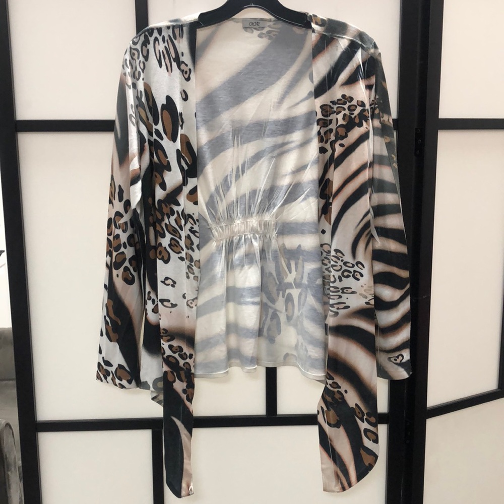 Cache animal print cardigan gently used size S